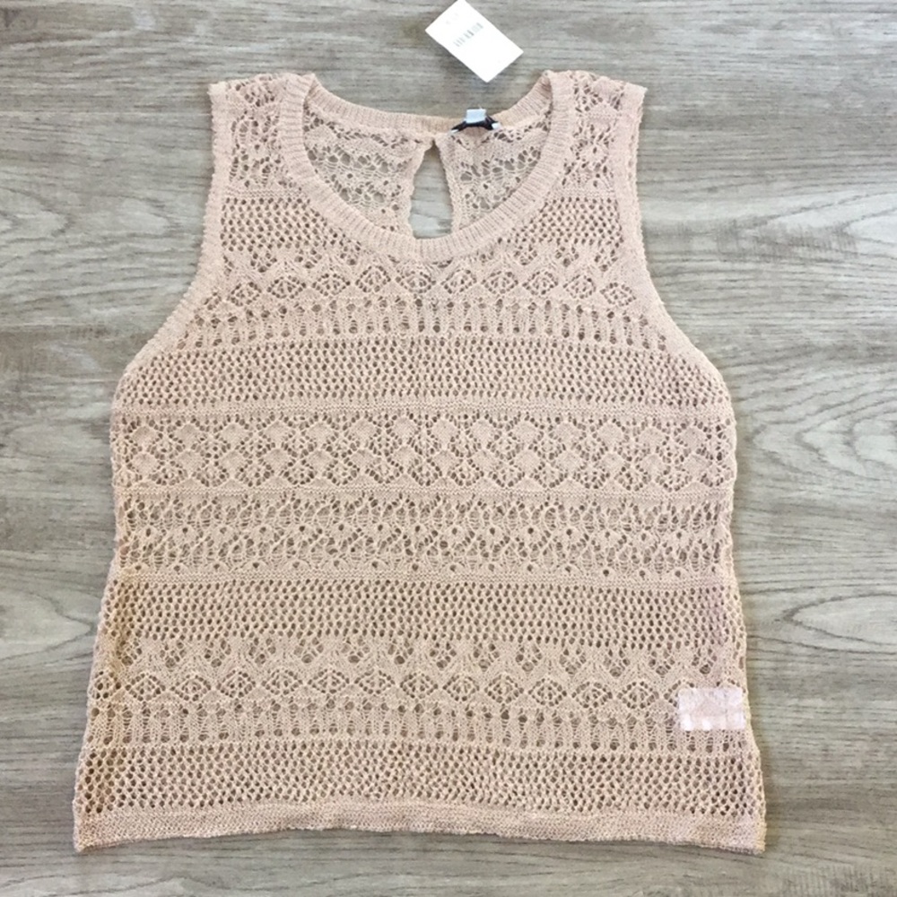 Backdrop - Crochet Tank - Light Blush/Beige